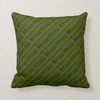 Green and Black Meander Throw Pillow