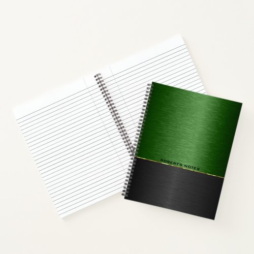 Green and black metallic background notebook
