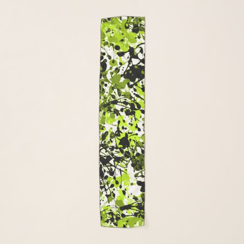 Green and Black Microgreens Abstract Scarf
