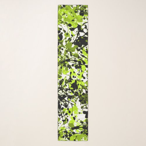 Green and Black Microgreens Abstract Scarf