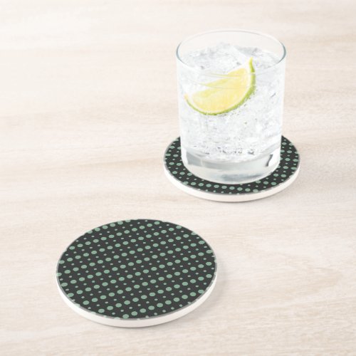 Green and Black Minimalist Polka Dots g9 Coaster