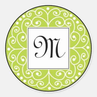 Green And Black Monogram Sticker