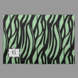 Green and Black Monogram Zebra Fabric Placemat