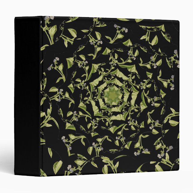 Green and black nature hypnosis fractal 3 ring binder (Front/Spine)
