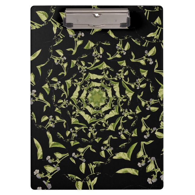 Green and black nature hypnosis fractal clipboard (Front)