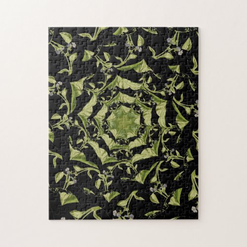 Green and black nature hypnosis fractal jigsaw puzzle