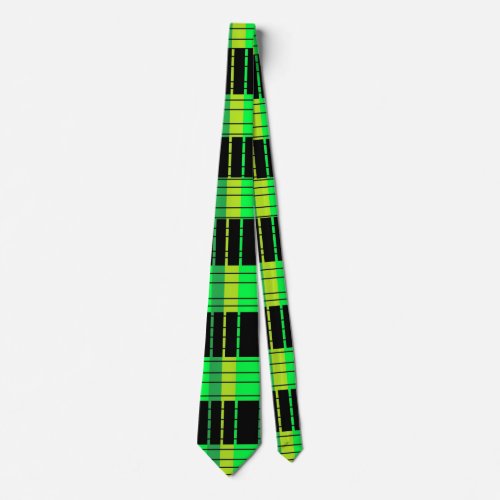 Green and Black Neck Tie Abstract Plaid Pattern