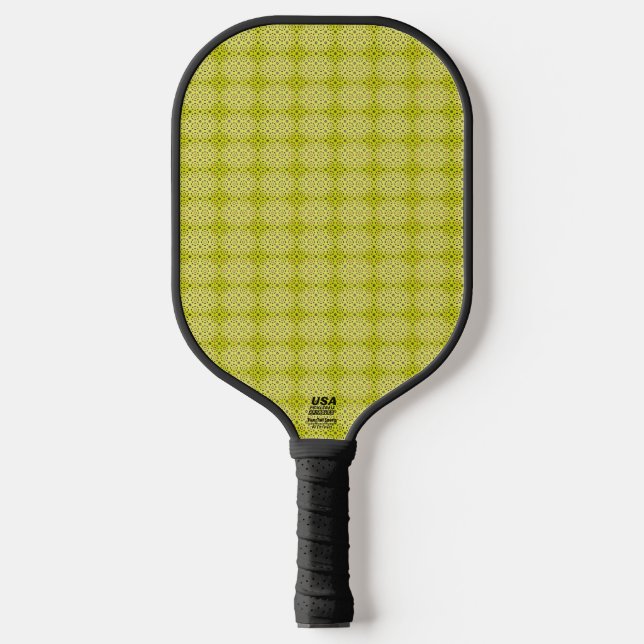 green and black pattern pickleball paddle (Front)