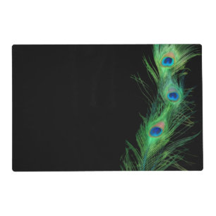 Green and Black Peacock Placemat