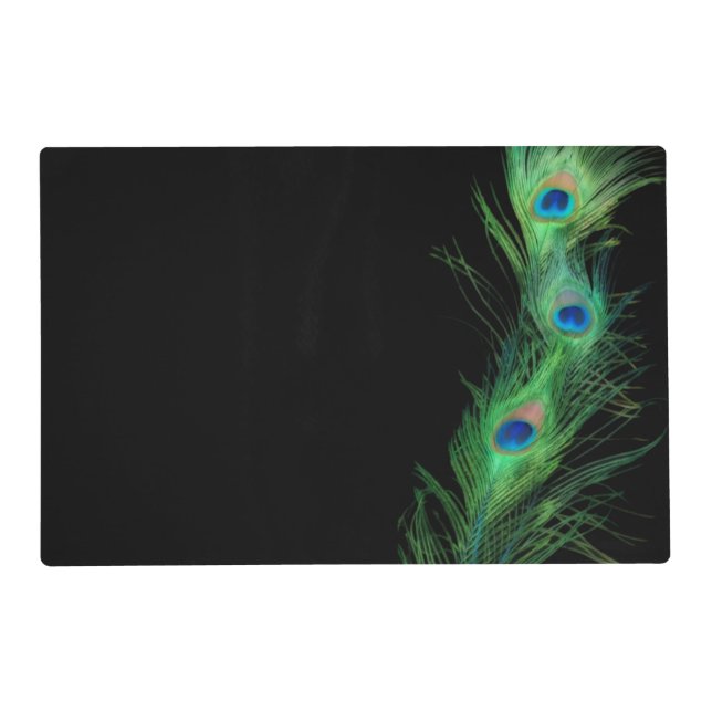 Green and Black Peacock Placemat (Front)