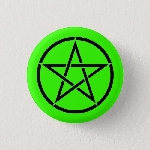 Green and Black Pentacle Pentagram Button Badge