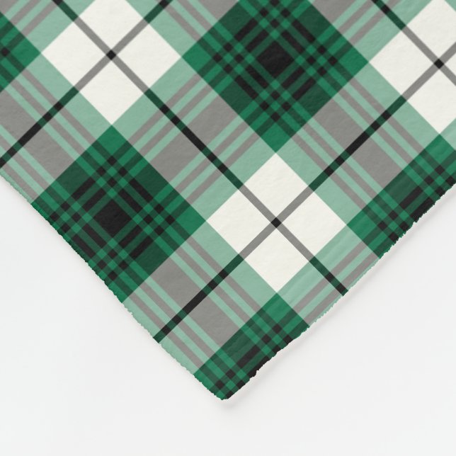Green and Black Plaid Lamont Clan Dress Tartan Fleece Blanket (Corner)