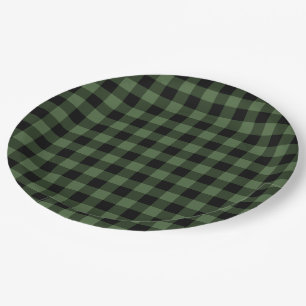 Green and Black Plaid Paper Plates