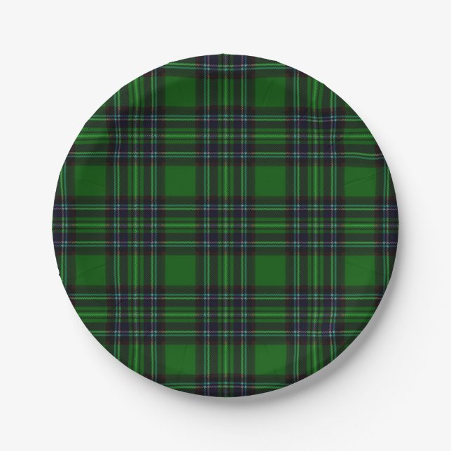 Green and Black Plaid Paper Plates (Front)