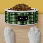 Green And Black Plaid Pattern With Custom Name Bowl<br><div class="desc">Destei's original plaid / tartan pattern featuring a green and black color scheme. There is also a personalizable text area for a name.</div>