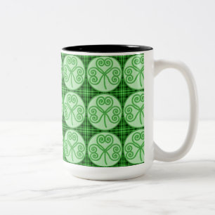 Green and Black Plaid Shamrock Pattern Mug