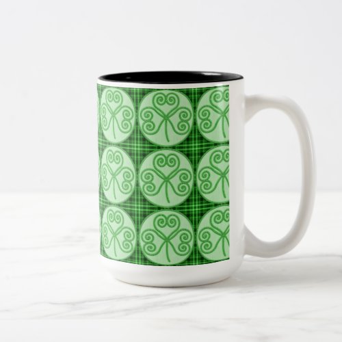 Green and Black Plaid Shamrock Pattern Mug