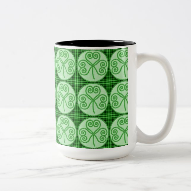 Green and Black Plaid Shamrock Pattern Mug (Right)
