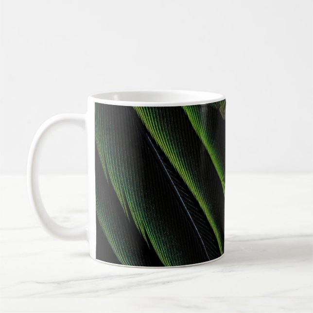 Green and black plaid textile coffee mug (Left)