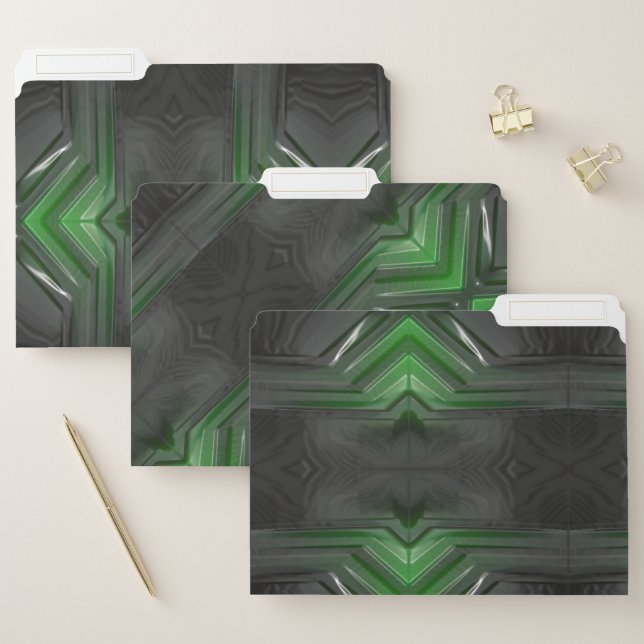 Green and black plastic textured file folder (Set)