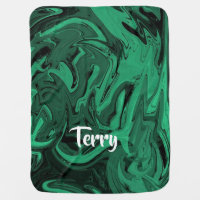 Green and black polished marble baby blanket