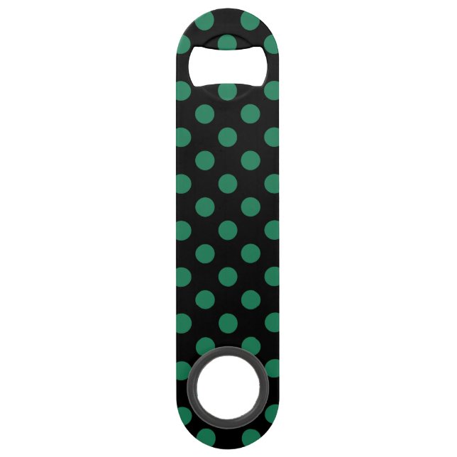 Green and black polka dots bar key (Front)
