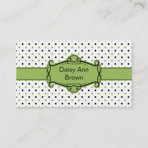 Green and Black Polka Dots Business Card