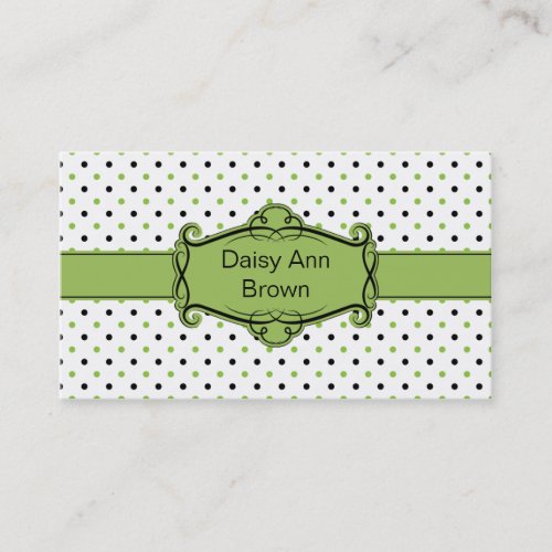 Green and Black Polka Dots Business Card