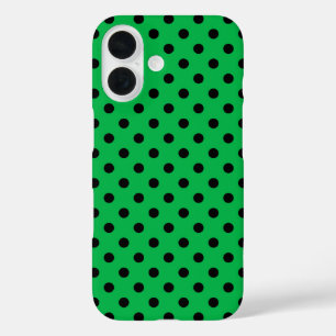 Green and Black Polka Dots iPhone 16 Case