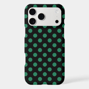 Green and black polka dots iPhone 17 pro max case