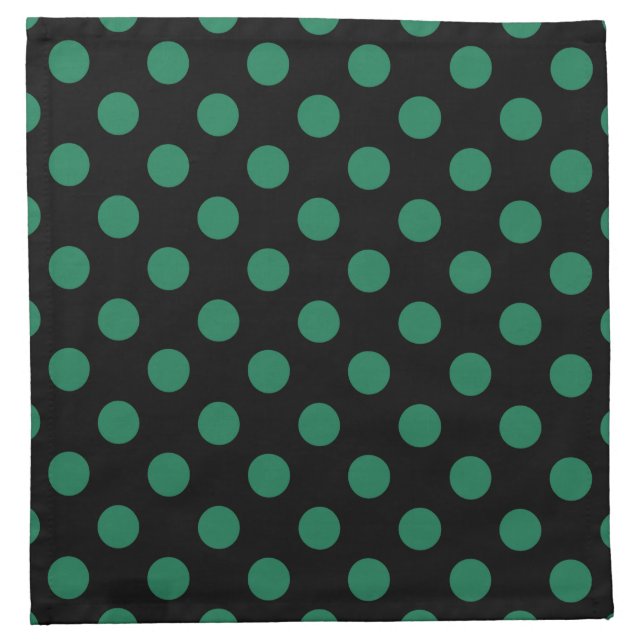Green and black polka dots cloth napkin (Front)