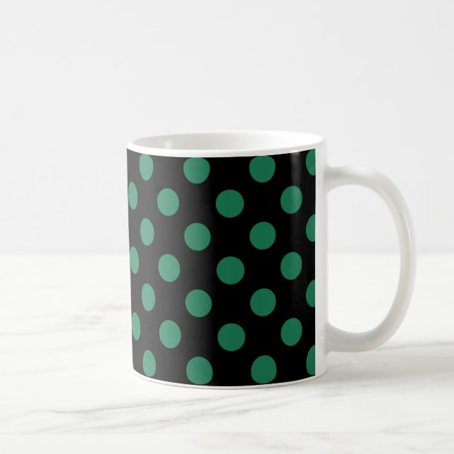 Green and black polka dots coffee mug (Right)