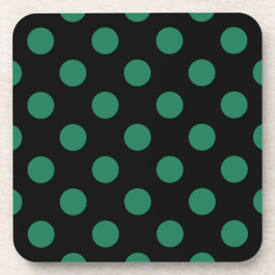 Green and black polka dots drink coaster
