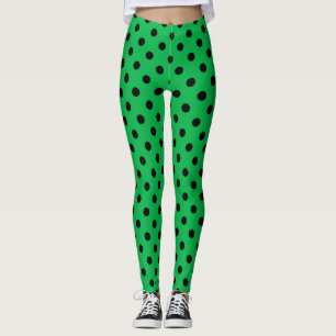 Green and Black Polka Dots Leggings