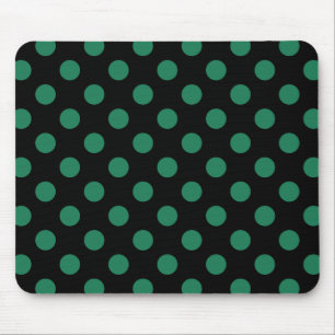 Green and black polka dots mouse pad