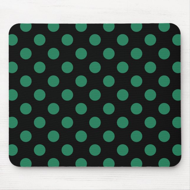Green and black polka dots mouse pad (Front)