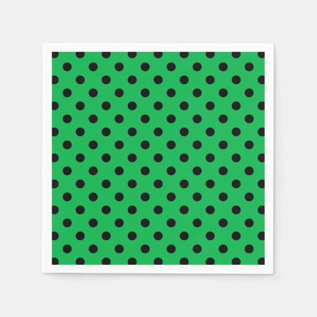 Green and Black Polka Dots Napkins (Front)