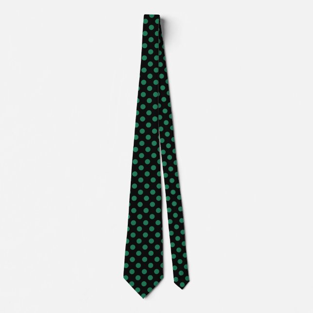 Green and black polka dots neck tie (Front)