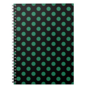 Green and black polka dots notebook