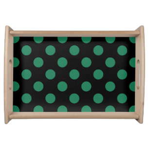 Green and black polka dots serving tray