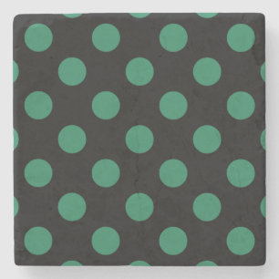 Green and black polka dots stone coaster