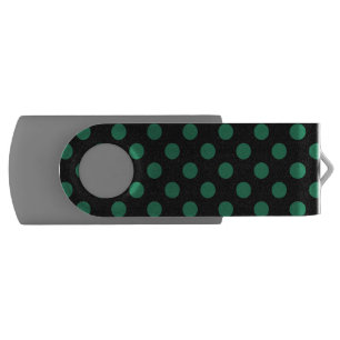Green and black polka dots USB flash drive