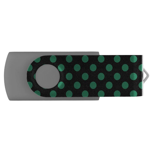 Green and black polka dots USB flash drive (Front)