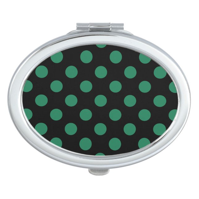 Green and black polka dots vanity mirror (Front)
