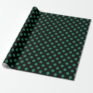 Green and black polka dots wrapping paper