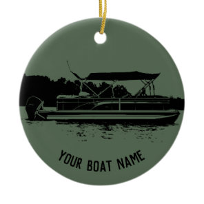Green and Black Pontoon Boat Ornament