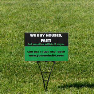 Green and Black Real Estate Investor We Buy Houses Sign