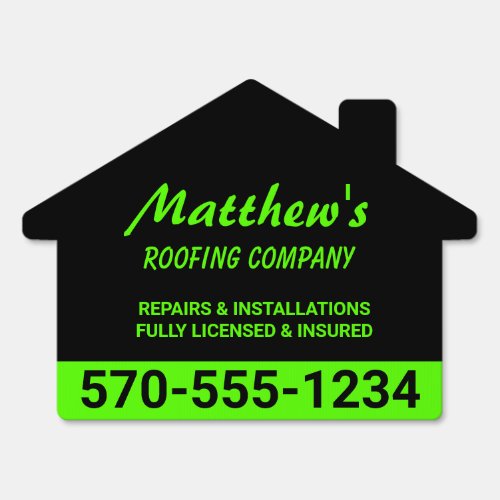 Green and Black Roofing Company Promotional Lawn Sign
