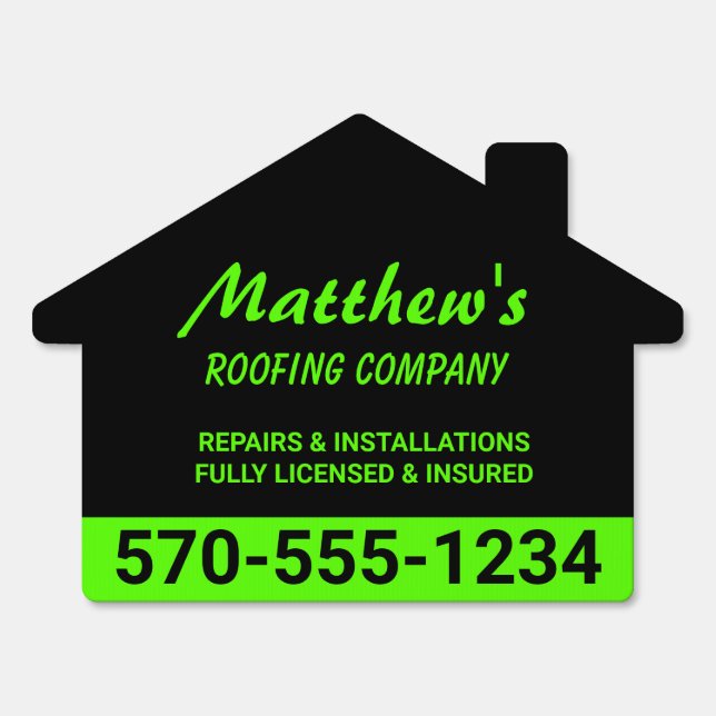 Green and Black Roofing Company Promotional Lawn Sign (Front)
