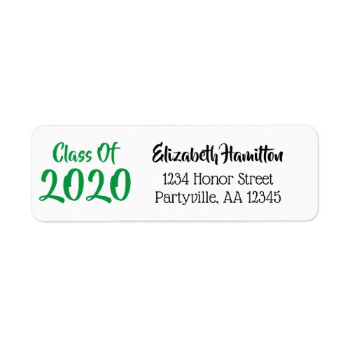 Green and Black School Colors Class Year Address Label